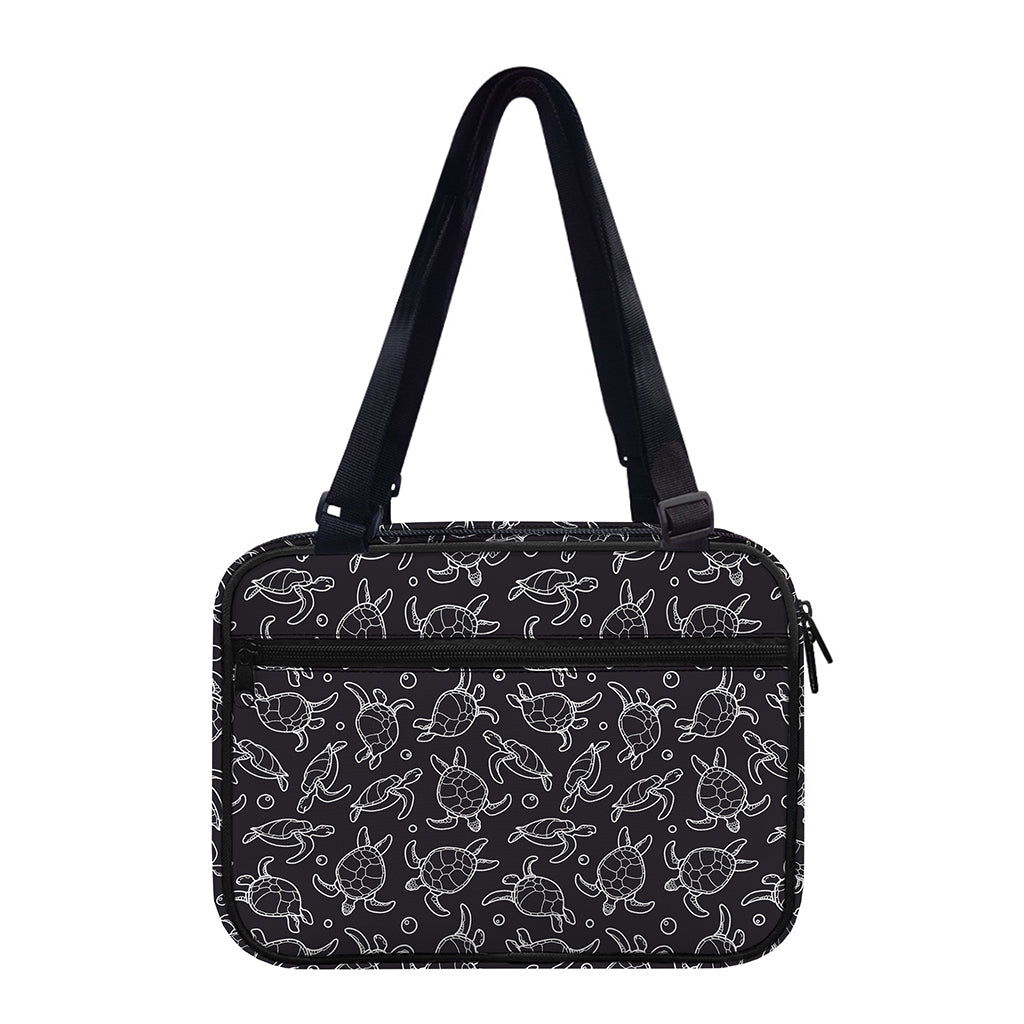 Black And White Sea Turtle Pattern Print Double Strap Bible Bag