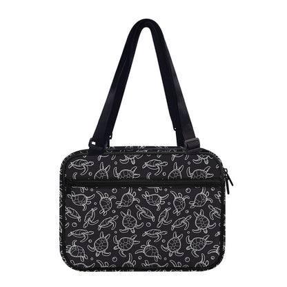 Black And White Sea Turtle Pattern Print Double Strap Bible Bag