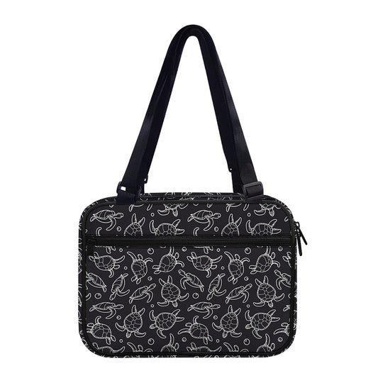 Black And White Sea Turtle Pattern Print Double Strap Bible Bag