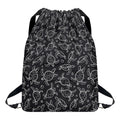 Black And White Sea Turtle Pattern Print Drawstring Backpack