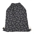 Black And White Sea Turtle Pattern Print Drawstring Bag