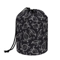 Black And White Sea Turtle Pattern Print Drawstring Makeup Bag