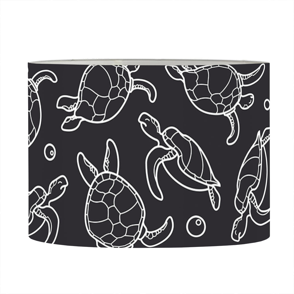 Black And White Sea Turtle Pattern Print Drum Lamp Shade