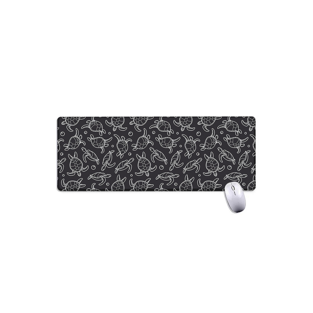 Black And White Sea Turtle Pattern Print Extended Mouse Pad