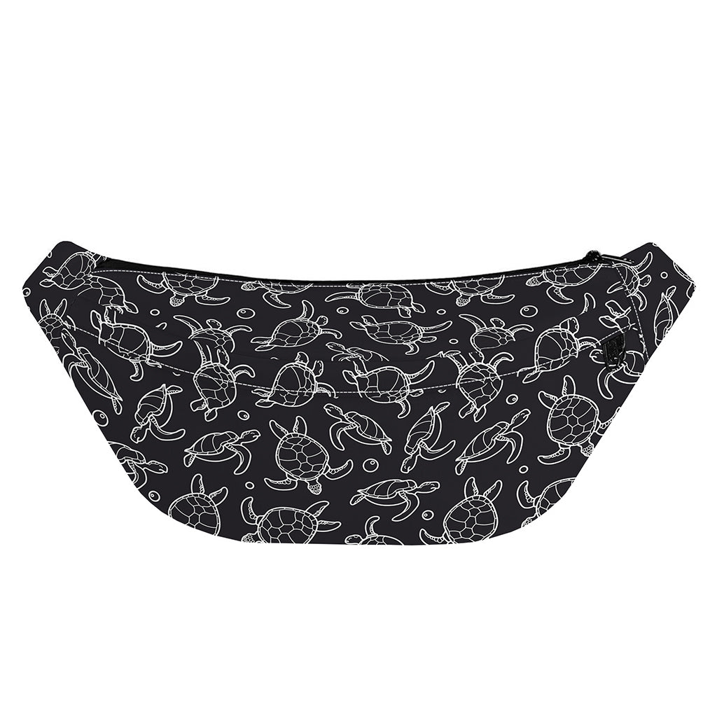 Black And White Sea Turtle Pattern Print Fanny Pack
