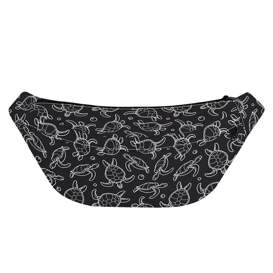 Black And White Sea Turtle Pattern Print Fanny Pack