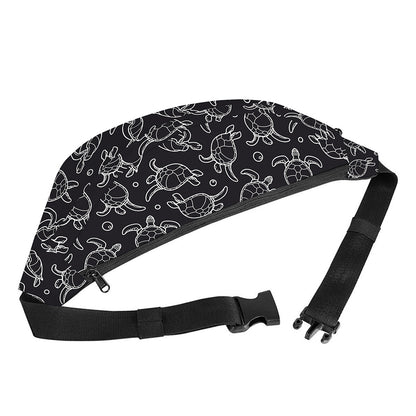 Black And White Sea Turtle Pattern Print Fanny Pack