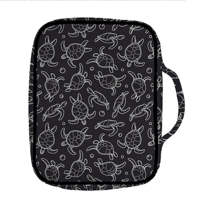 Black And White Sea Turtle Pattern Print Front Pocket Bible Bag