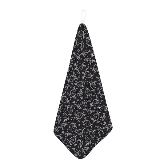 Black And White Sea Turtle Pattern Print Hand Towel