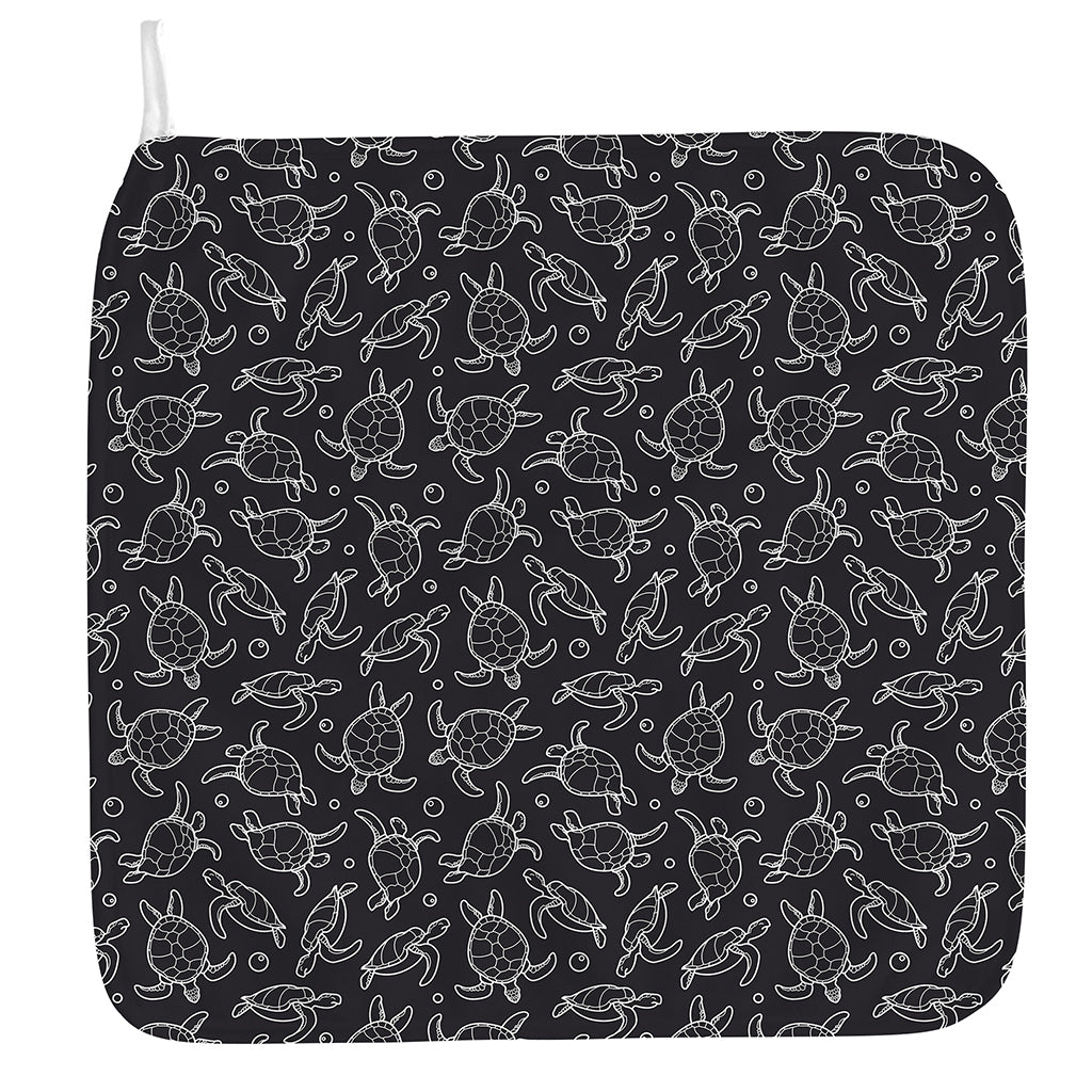 Black And White Sea Turtle Pattern Print Hand Towel