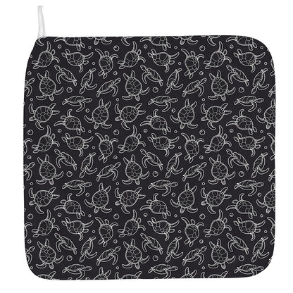 Black And White Sea Turtle Pattern Print Hand Towel
