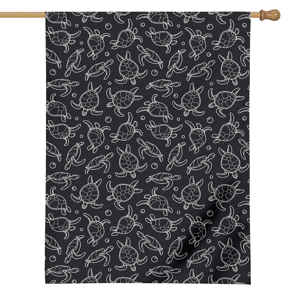 Black And White Sea Turtle Pattern Print House Flag