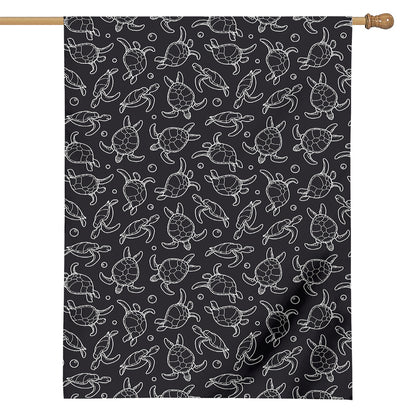 Black And White Sea Turtle Pattern Print House Flag