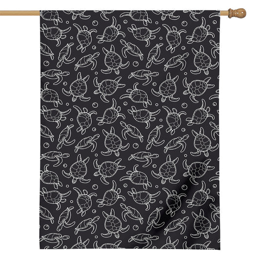 Black And White Sea Turtle Pattern Print House Flag