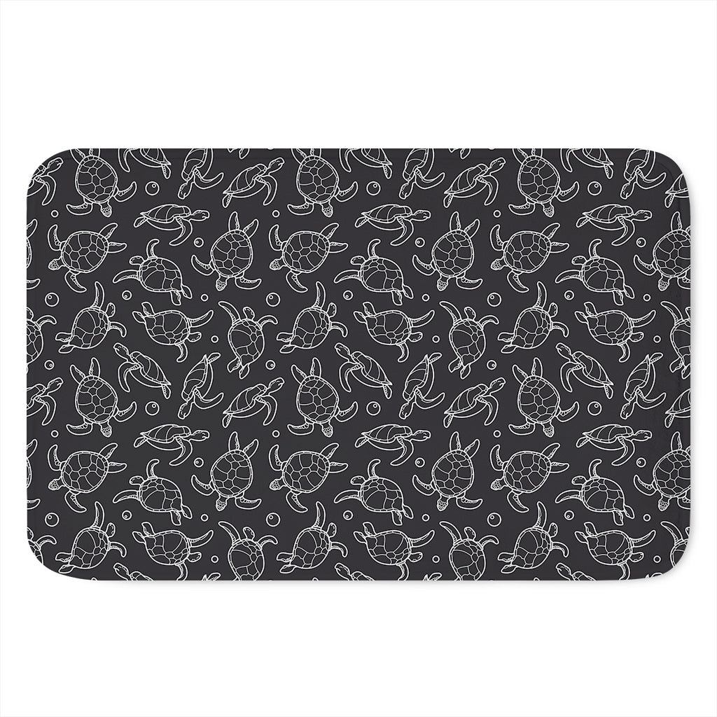 Black And White Sea Turtle Pattern Print Indoor Door Mat