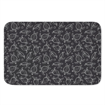 Black And White Sea Turtle Pattern Print Indoor Door Mat