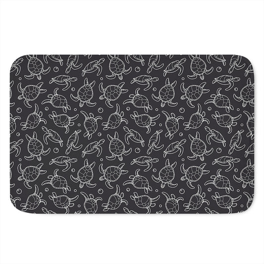 Black And White Sea Turtle Pattern Print Indoor Door Mat