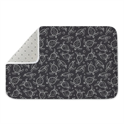 Black And White Sea Turtle Pattern Print Indoor Door Mat