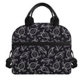 Black And White Sea Turtle Pattern Print Insulated Lunch Bag