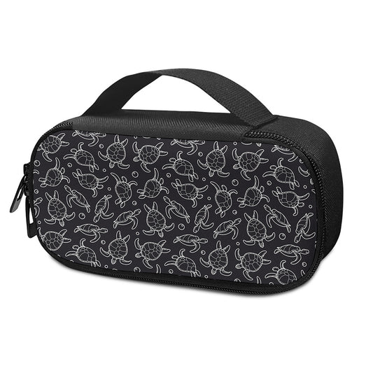 Black And White Sea Turtle Pattern Print Insulin Cooler Travel Case