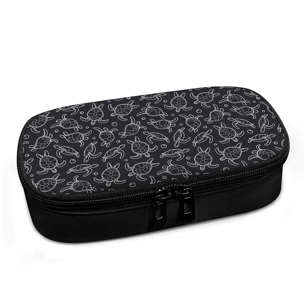 Black And White Sea Turtle Pattern Print Insulin Cooler Travel Case