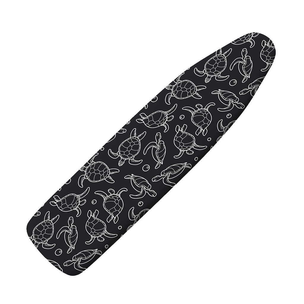 Black And White Sea Turtle Pattern Print Ironing Board Cover