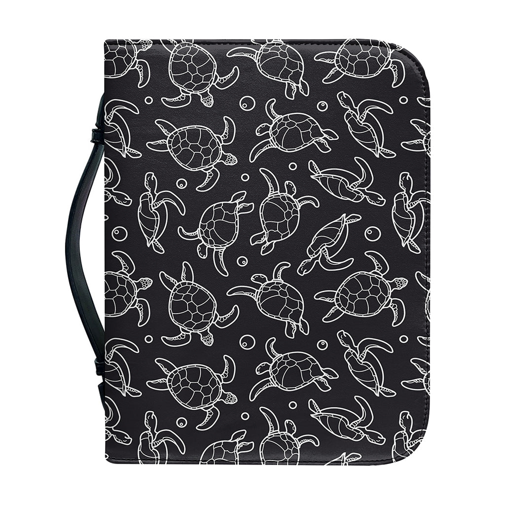 Black And White Sea Turtle Pattern Print Leather Bible Cover