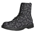 Black And White Sea Turtle Pattern Print Lace-Up Boots