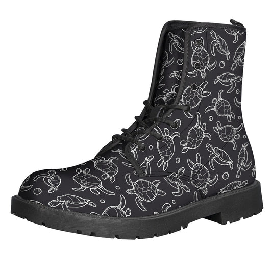 Black And White Sea Turtle Pattern Print Backpack