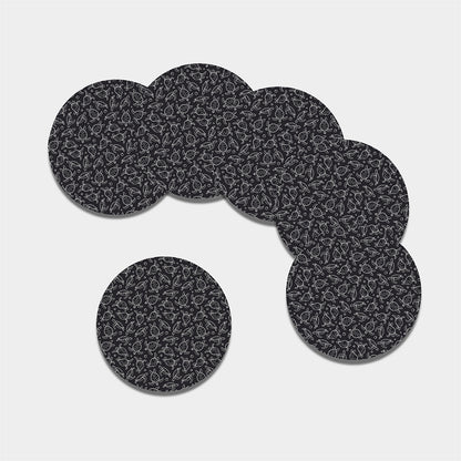 Black And White Sea Turtle Pattern Print Leather Coaster Set
