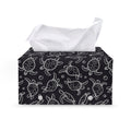 Black And White Sea Turtle Pattern Print Leather Tissue Box Cover
