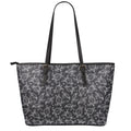Black And White Sea Turtle Pattern Print Leather Tote Bag With Zipper