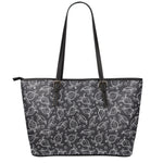 Black And White Sea Turtle Pattern Print Leather Tote Bag