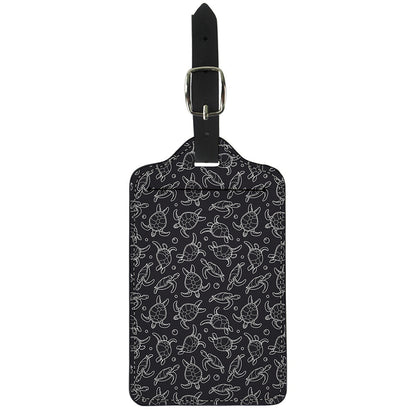 Black And White Sea Turtle Pattern Print Luggage Tag