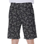 Black And White Sea Turtle Pattern Print Men's Beach Shorts