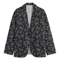 Black And White Sea Turtle Pattern Print Men's Cotton Blazer