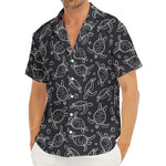 Black And White Sea Turtle Pattern Print Men's Deep V-Neck Shirt