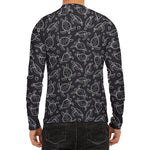 Black And White Sea Turtle Pattern Print Men's Long Sleeve Rash Guard