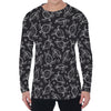 Black And White Sea Turtle Pattern Print Men's Long Sleeve T-Shirt