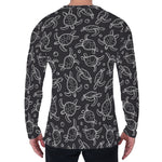 Black And White Sea Turtle Pattern Print Men's Long Sleeve T-Shirt