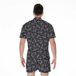 Black And White Sea Turtle Pattern Print Men's Rompers