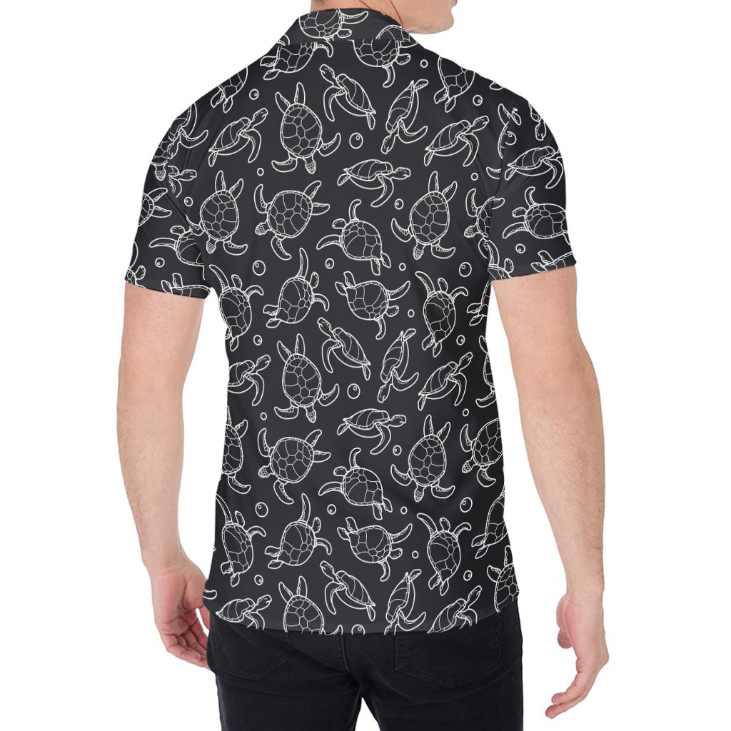 Black And White Sea Turtle Pattern Print Men's Shirt