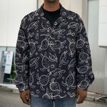 Black And White Sea Turtle Pattern Print Men's Shirt Jacket