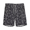 Black And White Sea Turtle Pattern Print Men's Athletic Shorts