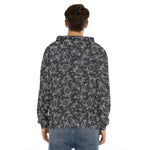 Black And White Sea Turtle Pattern Print Men's Velvet Pullover Hoodie