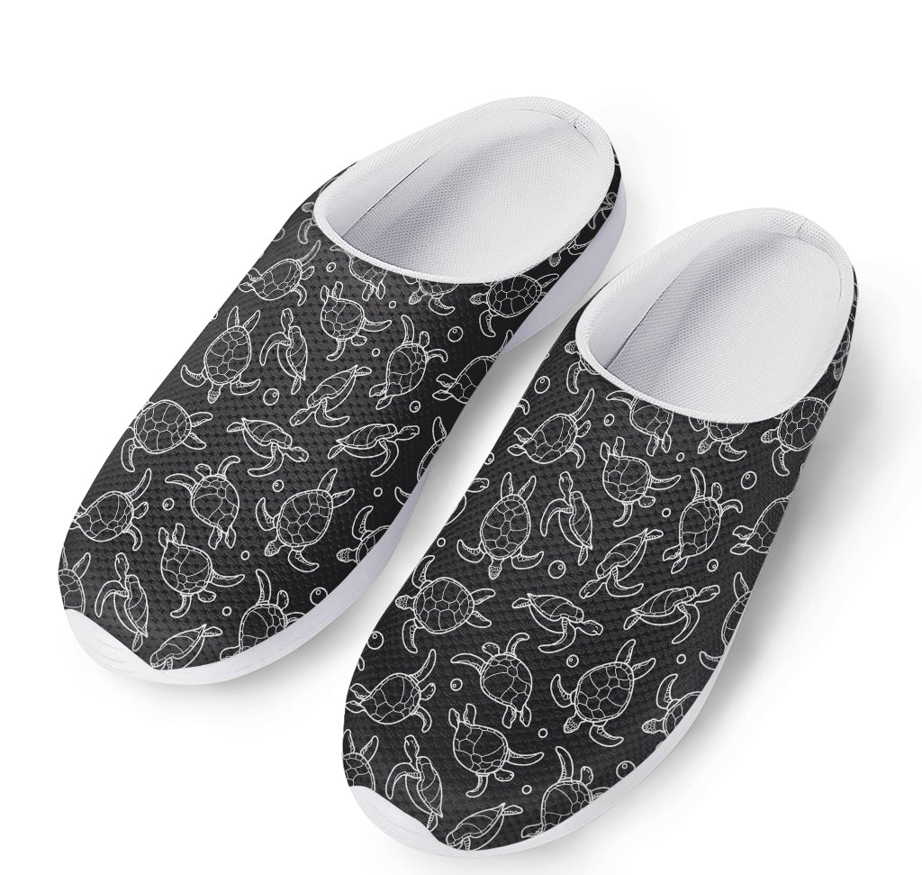 Black And White Sea Turtle Pattern Print Mesh Casual Shoes