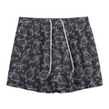 Black And White Sea Turtle Pattern Print Mesh Shorts