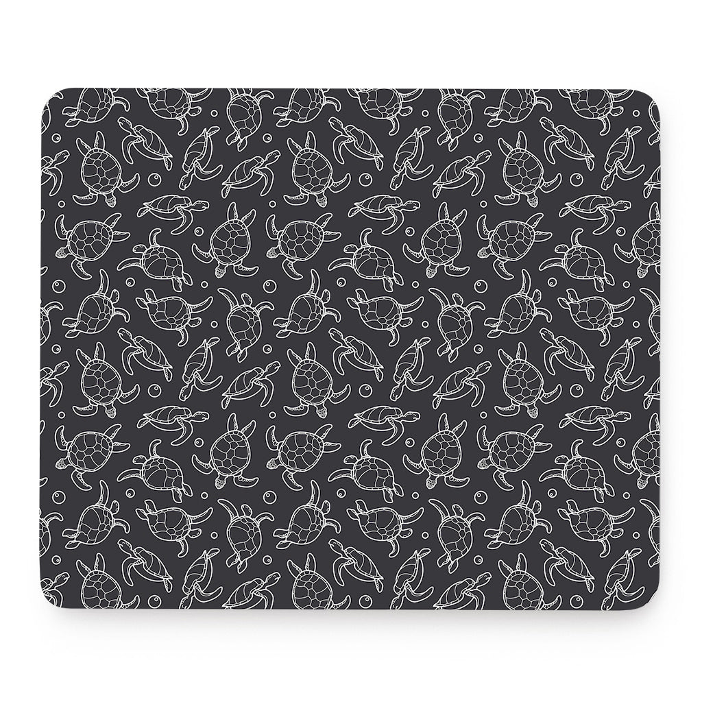 Black And White Sea Turtle Pattern Print Mouse Pad