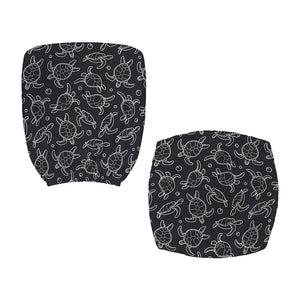 Black And White Sea Turtle Pattern Print Office Chair Cover