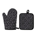 Black And White Sea Turtle Pattern Print Oven Mitt And Pot Holder Set